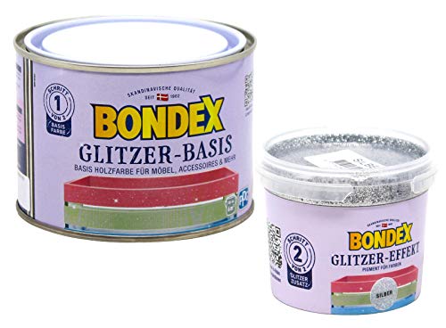 Bondex Silber Glitzer-Mix (Sternenstaub) Acryl Wasserbasislack für Holz 600 ml