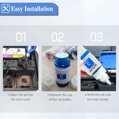 Image of CANOFF Gi 490 Multicolor Refill Ink 790 Use for Canon PIXMA G1000, G1010, G1100, G2000, G2002, G2010, G2012, G2100, G3000, G3010, G3012, G3100 Printers Ink |2Black+Tri Color Combo Pack