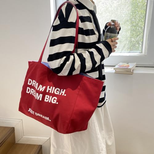 Double-Sided Tote Bag Casual Cotton Striped Large-Capacity Canvas Bag In Three Colors3