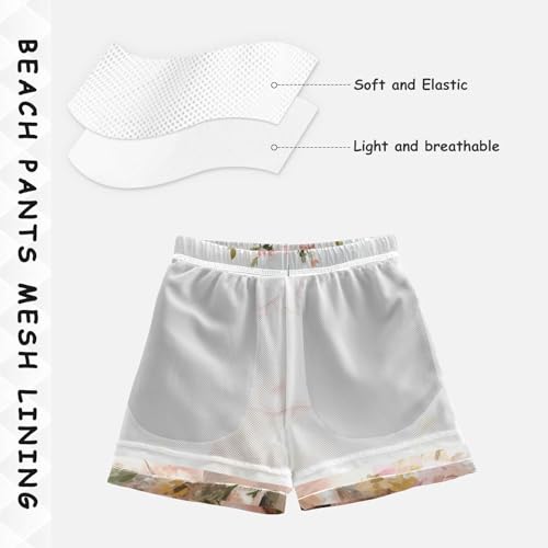 DOMIKING Rose Piggy Boys' Pull On Swim Trunks Quick Dry Boardshorts with Mesh Lining for Pool Gym M4