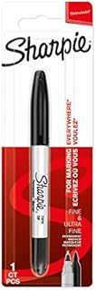 Sharpie Twin Tip Permanent Marker | Fine & Ultra-Fine Points | Black | 1 Count