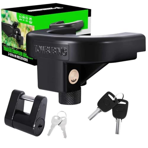 Trailer Hitch Lock Kit (for 2-5/16 Trailers) Heavy Duty Anti Theft Trailer Coupler Locks for RV Camper Trailer Boat Caravan - Reinforced Solid Steel Tow Lock for Trailer Tongue (2-5/16in)