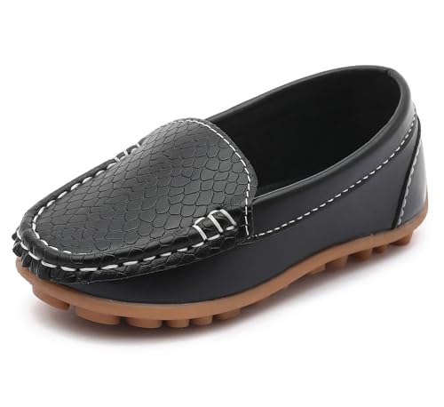 Image of LONSOEN Toddler Little Kid Boys Girls Soft Slip On Loafers Dress Flat Shoes