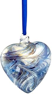 Friendship Birthstone HEART - Handmade Hanging Glass Birth Gem HEART - SEPTEMBER Birthday - SAPPHIRE BLUE Shades - 7cm