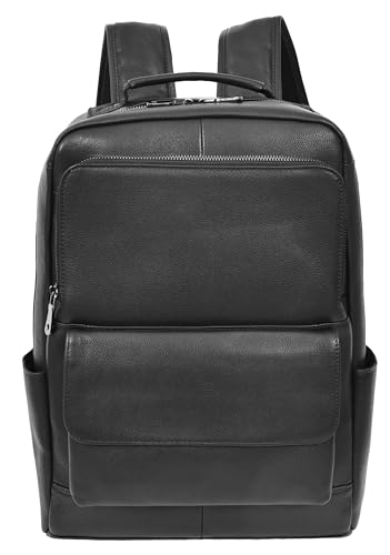 Sac à dos ordinateur cuir véritable résistant noir Clifton L