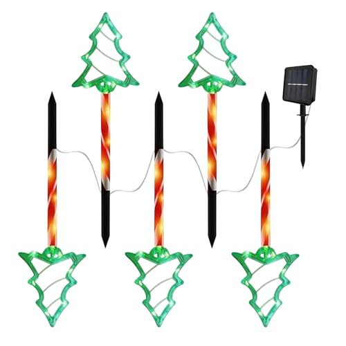 Décoration Solaire Extérieure pour Arbre de Noël étanche avec 5 pièces lumineuses autonomes