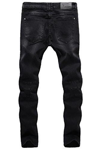 ZLZ Slim Fit Biker Jeans, Men's Super Comfy Stretch Skinny Biker Denim Jeans Pants, Size 29 (Black)2