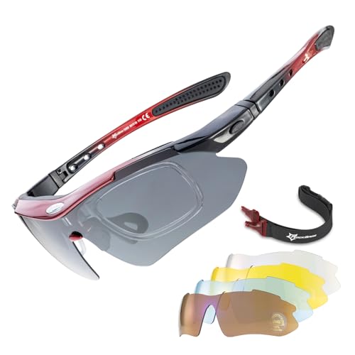 Image of ROCKBROS Pickleball Glasses Polarized Sport Glasses, Anti-Drop 5 Lenses Detachable Strap Goggles for Cycling Ball Running