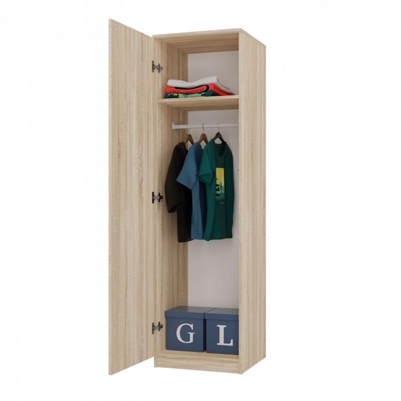 CDF Armoire Penderie Large Chambre Enfant ou Adulte Design Moderne – Tout pour Le Montage Inclus – Rangement Vêtements et Jouets – SD 50 cm Chêne Sonoma
