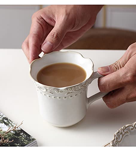Service à Thé Nordique En Porcelaine Blanche - 6 Tasses à Café élégantes Avec Soucoupes