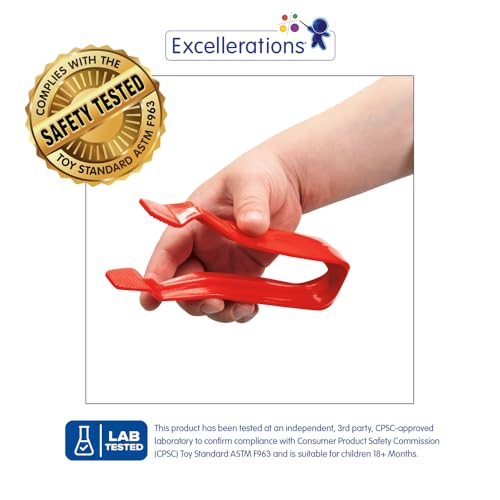 Image of Excellerations Easy Squeeze Jumbo Tweezers 4-3 /4 inches L x 1-3 /4 inches W x 1 inches H Set of 12 for Preschool, Educational, PreK, Ages 2 and up, Special Needs