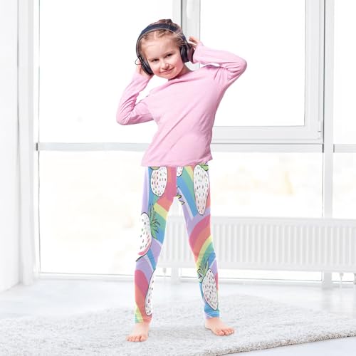 Toddler Girls Leggings Printed Yoga Pants Leggings White Strawberries Cartoon Rainbow for Kids4