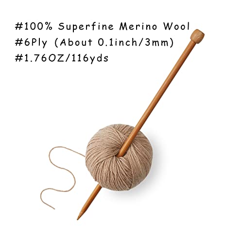 GISIMO 100% Merino Wool Yarn, 6-Ply Luxurious and Soft Yarn for Hand Knitting & Crocheting, 1.76 OZ/50g, 127 yds/116 Meters (Camel, 3 Balls) by Gisimo - Image 3