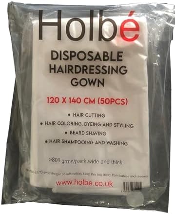 120x140cm 50 pcs Disposable Thick XL Gown/Apron/Large Cape for Hairdressers, Barbers & Salons for haircut, dyeing, coloring and shampooing
