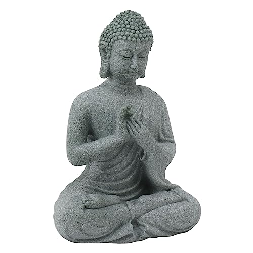 Hztyyier Buddha Statue Entrance Decoration Garden Green Home Ornament Landscape Living Room Figurine Zen Room Sculpture Fish Tank Decorative Sandstone Backyard (7135K-01)