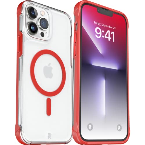 Rebel Phone Clear Iphone 13 Pro Max Case [Frosted Series Gen-3] Magsafe Compatible, Translucent Matte Texture, Protective Shockproof Bumpers, Metal Buttons, Slim Fit Grip, 6.7 Inch 2021 (Frosted Red) #TOP1