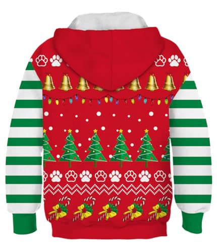 Ainuno Christmas Hoodie for Boys Girls Kids Funny Holiday Hooded Sweatshirt,4-15 Year Old2