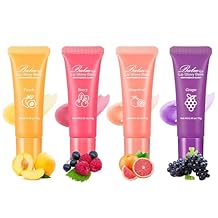 Lip Glowy Balm,4 Pack Fruit Glowy Lip Balm,Vitamin E Lip Glowy Balm Set Reduce Lip Lines, Enhance Lip Color,Moisturizing & Plump Quickly Replenishing Moisture and Relieving Dry Lips