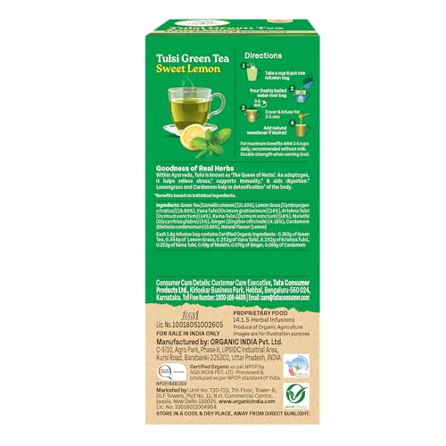 Image of Organic India Tulsi Sweet Lemon 25 Tea Bags