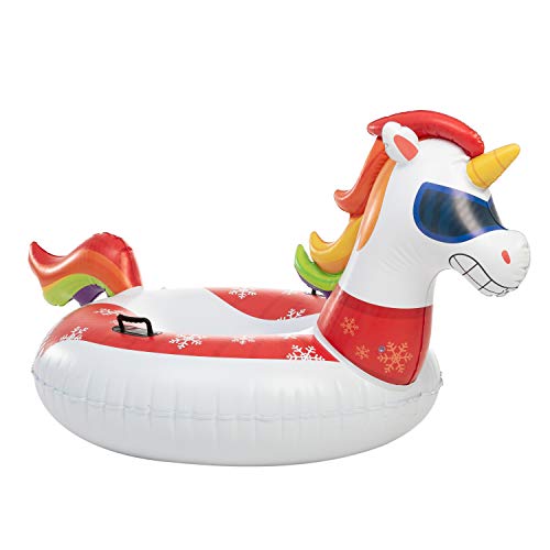 JOYIN 47” Inflatable Unicorn Snow Tube, Heavy-Duty Snow Tube for Sledding, Great Inflatable Snow Tubes for Winter Fun and Family Activities