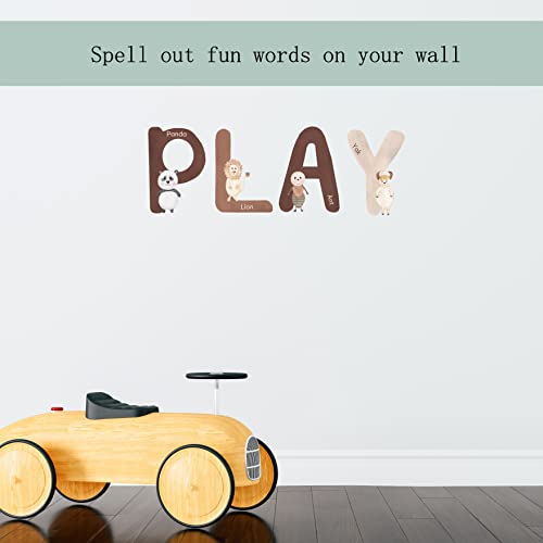 Neutral Animal Alphabet Wall Decals - 6-Inch Large Alphabet Letters For Wall | 26 English Abc Wall Stickers For Kids Featuring Cute Watercolor Animals | Perfect Abc Wall Decor For Neutral Nursery, Earthy Playroom, Or Boho Classroom Decor #TOP5