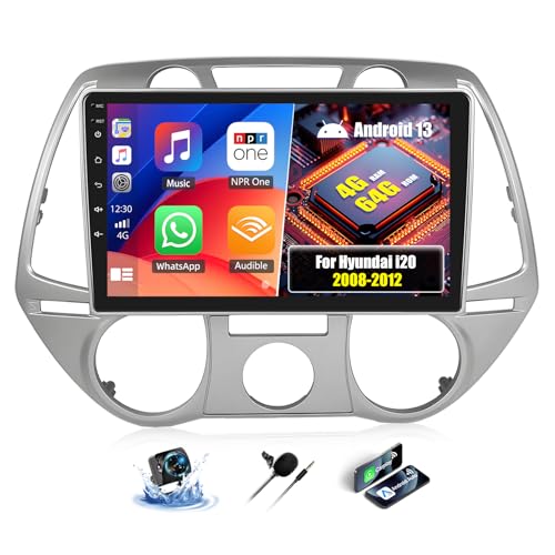 OiLiehu 4G+64G Android 13 Autoradio pour Hyundai i20 2008-2012 avec CarPlay Android Auto sans Fil, 9“ IPS Écran Tactile Radio avec GPS WiFi Lien Miroir Bluetooth...