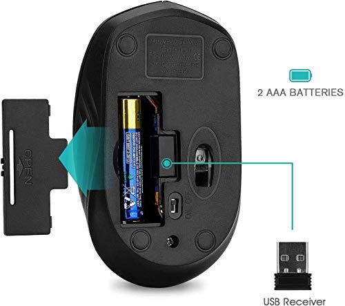 Image of Rii Wireless Mouse for Laptop, USB Wireless Mice Optical Mini Mouse for PC Computer with Nano Receiver for School Kids Office Home (Black&Pink 2 Pack)