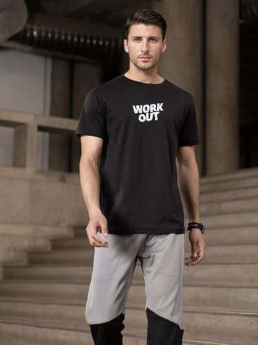 Image of FitMonkey Sports Crew Neck Stretchable Dry Fit T Shirt | Regular Fit Textured T Shirt for Men |Sport T Shirt for Men | Quick Dry Technology with Moisture Control |Breathable & Lightweight