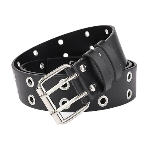 NASMBXA Ceinture Punk Rock à Double Oeillet, Ceinture Cloutée pour Femme, Ceintures à Double Oeillet en Cuir PU, Punk Ceinturess Femme pour Pantalons, Jeans...