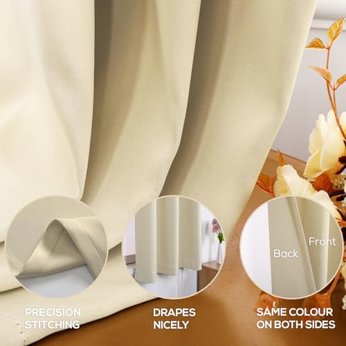 Rideau opaque de qualité supérieure beige avec oeillets durables 120x200cm - 5