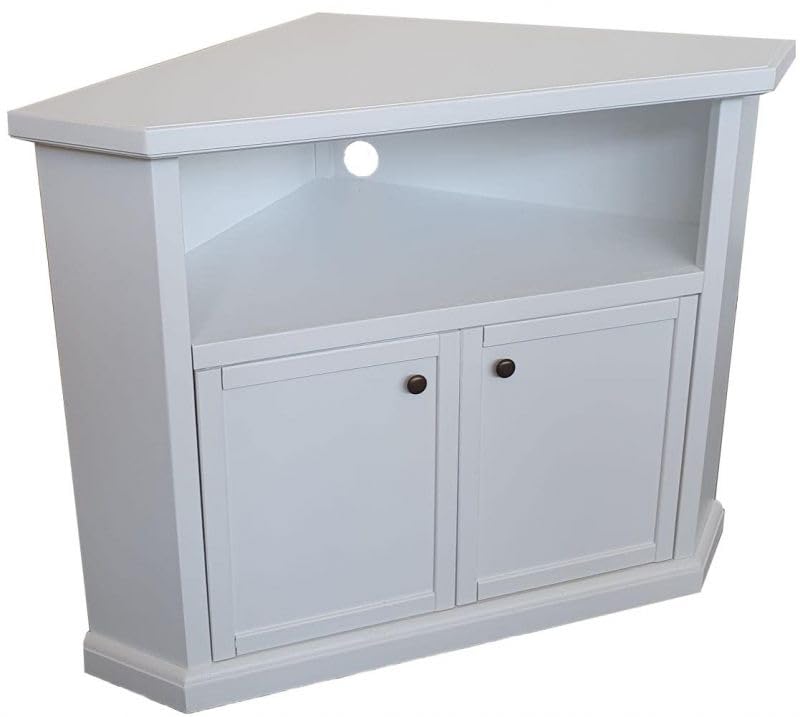 Vicentini arreda MOBILE PORTA TV IN LEGNO AD ANGOLO SHABBY CHIC BIANCO