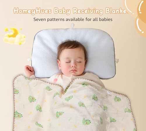 Image of Baby Blanket 40x40 Inches,Muslin Cotton and Minky Dotted Double Layer Soft Receiving Blanket for Newborn Toddler,Dinosaur