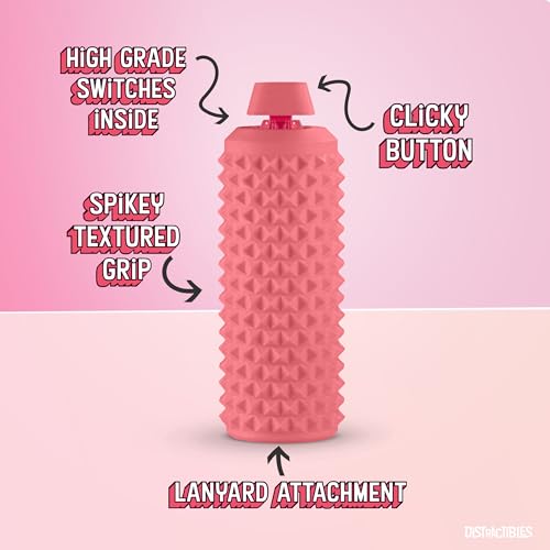 Image of Sensory Roller Fidget with Clicker, Tactile Spikes for Anxiety, Stress Relief, Pain Stim, Autism & Over Stimulation with Lanyard (Pink)