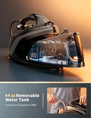 Image of Sundu Steam Iron for Clothes with Rapid Heating Ceramic Coated Soleplate, 1500W, Auto-Off Safety, Burst of Steam, Self-Clean, Anti-Calc, Anti-Drip 300ml Water Tank for Clothes Ironing Dark Black