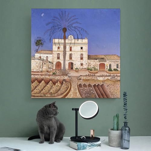 Impression sur toile La Casa De La Palmera de Joan Miro tableau 61 x 61