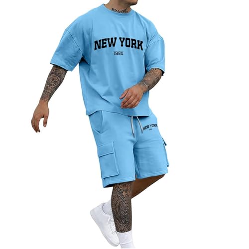T-shirt surdimensionné et short cargo en ensemble 2 pièces streetwear pour homme