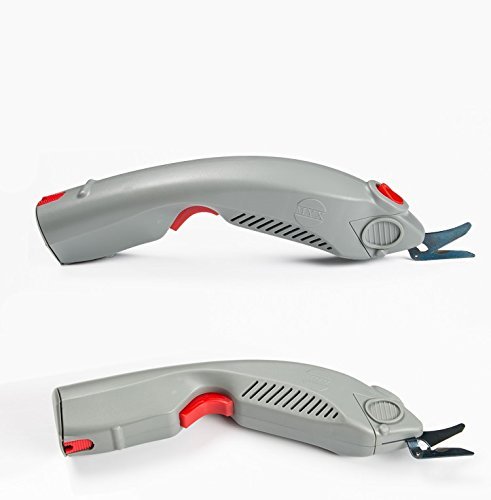 CGOLDENWALL MYX-1 - Herramienta de corte de tela eléctrica de mano para alfombras, cuchillo, máquina de cortar de tela, tijeras de cuero, tijeras de 100-240 V, 50/60 Hz (1 batería + una hoja + b)
