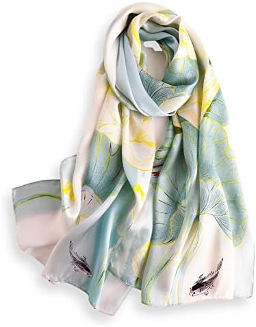 PoeticEHome 100% Mulberry Silk Long Scarf - Women's Large Oblong Sunscreen Shawl with Gift Packaging