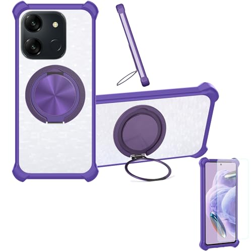 jioeuinly Case Compatible for Spectra J1 Pro Phone Case Cover [with 1* Tempered Glass Screen Protector] Hybrid Case[360°Ring Support, Magnetic] CX-02-ZI