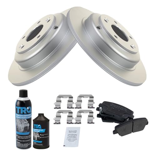 Image of TRQ Rear Brake Pad & Rotor Kit, with Chemical Kit Semi-Metallic Premium G-Coated Compatible with 2010-2014 Hyundai Genesis Coupe