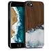 Produktbild kwmobile Hülle kompatibel mit Apple iPhone 7/8 / SE (2020) - Handy Schutzhülle aus Holz - Cover Case Handyhülle Holz Farbbrush Hellblau Weiß Braun