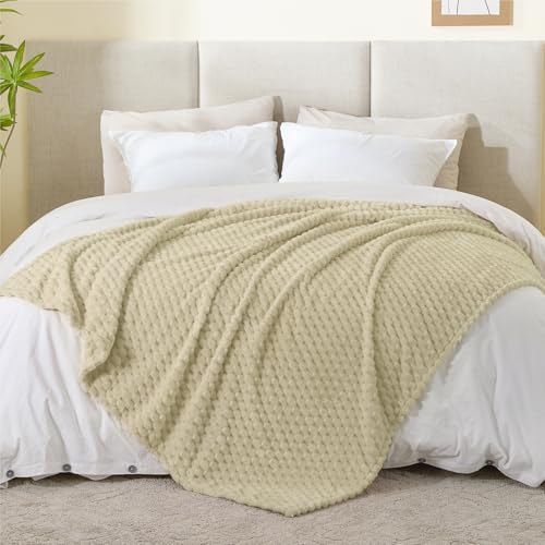 Image of BEDELITE Almond Twin Blanket for Couch, Soft Cozy Gifts for Women, 60 * 80 | 3D Jacquard Decorative Fleece Blanket, Super Soft Plush Throws, Cute Birthday Gift for Women & Men, Suitable for All Seasons