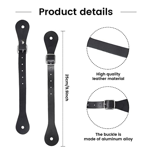 4 stuks lederen spoorriemen Horizons enkellaags spoorriemen Westerse man vrouw verstelbare laarsriemen voor dij hoge laarzen 6 gaten spoorriemen Zwart rijdende lederen spoorriemen voor ruiterbenodig - Afbeelding 6