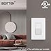 BESTTEN 10 Pack Single Pole Decorator Wall Light Switch with Screwless Wallplate, 15A 120/277V, On/Off Paddle Rocker Interrupter, UL Listed, White