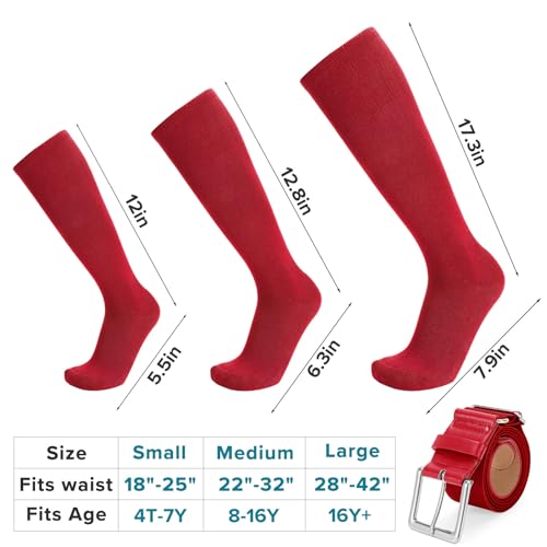 Image of Baseball Socks and Belt Combo for Youth Adult - Softball Socks and Belt for Boys and Girls