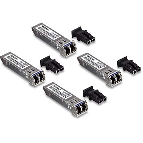Image of TRENDnet SFP Single-Mode LC Module 4-Pack, TEG-MGBS10 /4, For Single Mode Fiber, Distances up to 10km(6.2 Miles), Gigabit SFP, Supports Up to 1.25Gbps, IEEE 802.3z Gigabit Ethernet, Lifetime Protection
