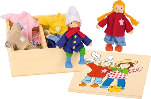 goki 51557 - Biegepuppen Birte & Ben, Klamottenkiste