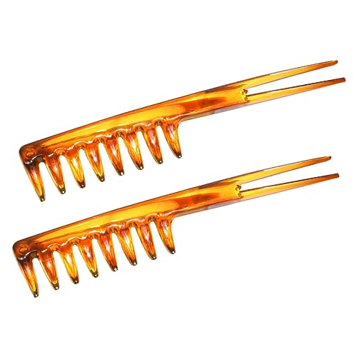HONITANO 2piezas Peine De Peluquería Para Hombre Peine De Plástico De Dientes Anchos Mango Para Peinar El Cabello De Dientes Anchos Mango Para Peinar El Cabello Hombres