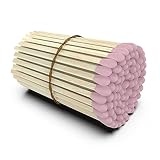 ZIKANI Rustic Charm Fancy Matches: 100 4-Inch Pink Tip Matches + Striker | Kiln-Dried Wooden Artisan Matchsticks for Decorative Cloche Jars, Fireplaces and BBQ - 100 Count (Pink Tip)