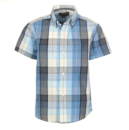 Image of Gioberti Boys Casual Plaid Checked Short Sleeve Button Down Shirt